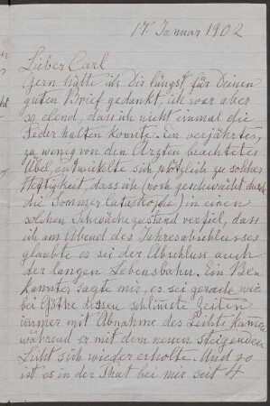 Brief von Malwida von Meysenbug an Carl von Meysenbug