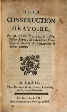 De La Construction Oratoire
