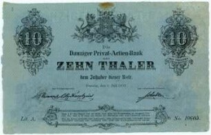 Geldschein, 10 Taler, 1.7.1857