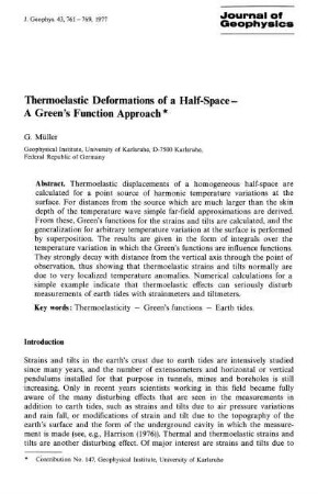 Thermoelastic deformations of a half-space - A Green's function approach