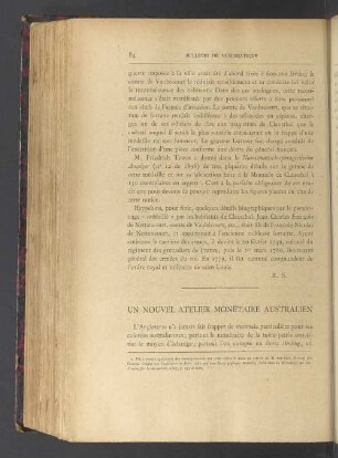Un nouvel atelier monétaire Australien