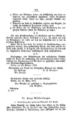 Kurze Mittheilungen : [I. Akademien und Universitäten]