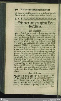 Die drey und zwanzigste Betrachtung am Montage