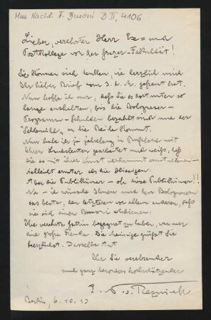 Brief an Ferruccio Busoni : 06.10.1913