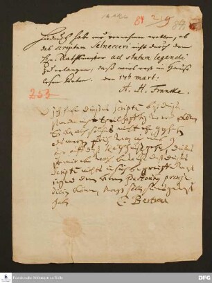 Brief von August Hermann Francke an Paul Anton.