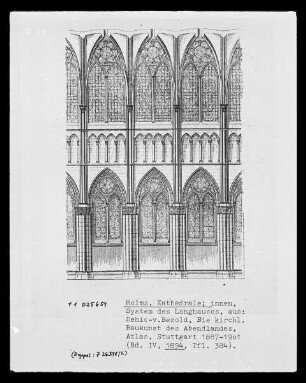 System der Innenwand. Langhaus der Kathedrale Notre Dame zu Reims