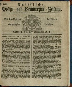 Nr. 101, Mittwoch, den 20sten December 1815