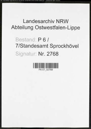 Sterberegister Standesamt Sprockhövel