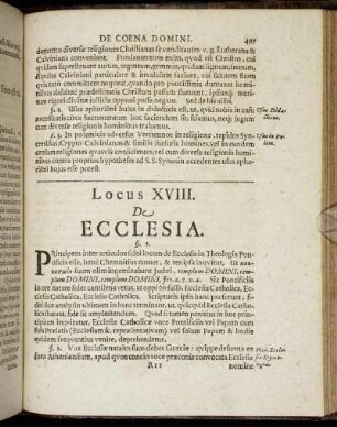 Locus XVIII. De Ecclesia