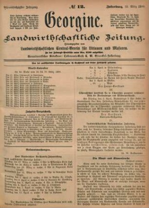 Achtundsechzigster Jahrgang. No. 12. Insterburg, 22. März 1900.