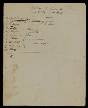 Pandekten. Sommersemester 1850 [...] [Hörerliste]