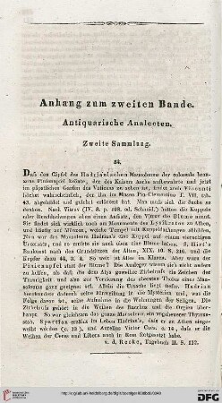 Anhang zum zweiten Bande. Antiquarische Analecten. Zweite Sammlung