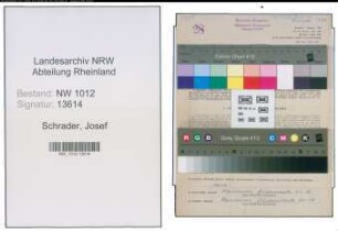 Entnazifizierung Josef Schrader , geb. 21.02.1909 (Techniker)