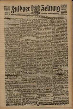 Erste Ausgabe vom Donnerstag, den 24. Dezember 1908.