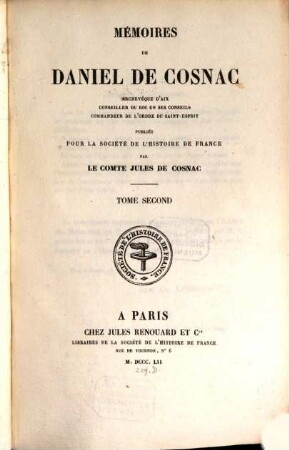 Mémoires de Daniel de Cosnac. 2