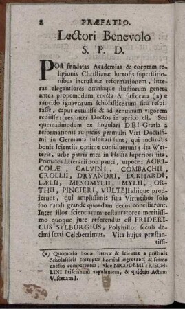 Præfatio. Lectori Benevolo S. P. D.