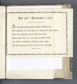 Am 28sten September 1787.
