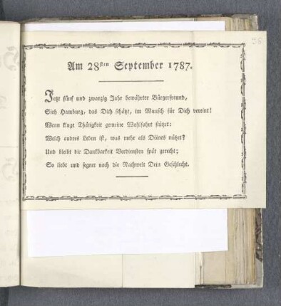 Am 28sten September 1787.