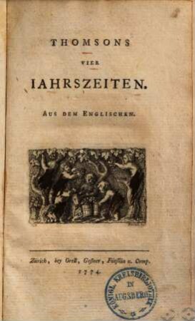 Thomsons vier Jahrszeiten : Aus dem Englischen