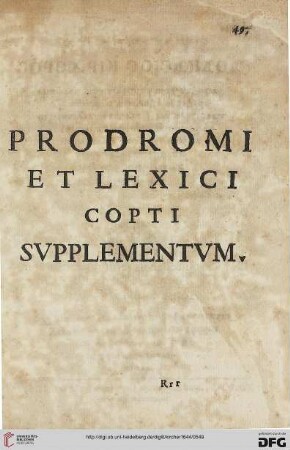 Prodromi et lexici copti supplementum