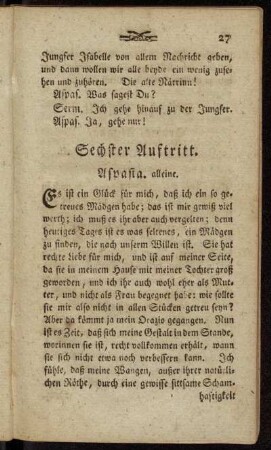 Sechster Auftritt. - Achter Auftritt.