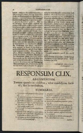 28-50, Responsum CLIX. Tortura in causis civilibus - Responsum CLXV. Fideic moriente ante fiduciar. fidei commissar