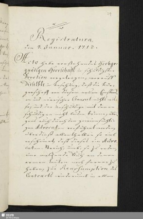 Registratura den 4. Januar. 1712.