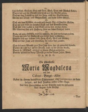 Die schlaffende Maria Magdalena auf der Calvari-Bergs-Allée