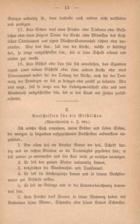 2. Vorschriften für die Geistlichen