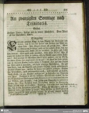 Am zwanzigsten Sonntage nach Trinitatis