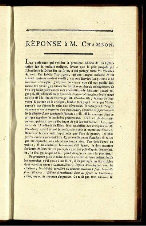 Réponse à M. Chambon.