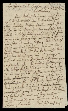 Brief von Rudolf Erich Raspe an Johann Gottfried von Herder