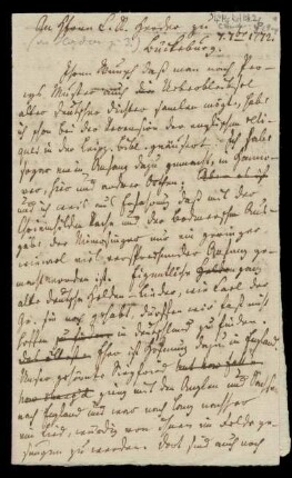 Brief von Rudolf Erich Raspe an Johann Gottfried von Herder