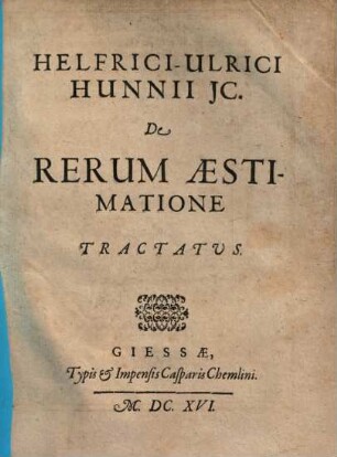 De rerum aestimatione tractatus