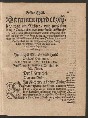 Der I. Artickel. - Der X. Artickel.