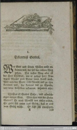 1. Erkentniß Gottes