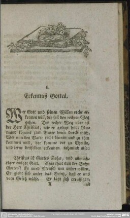 1. Erkentniß Gottes