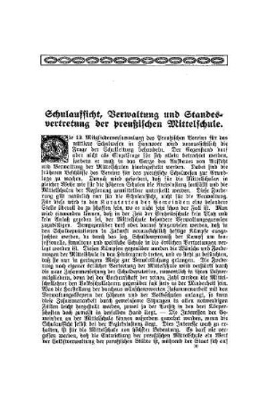 Schulaufsicht, Verwaltung und Standesvertretung der preußischen Mittelschule