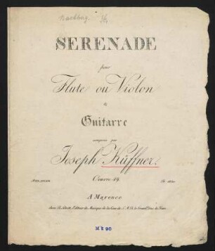 Serenade pour flute ou violon & guitarre, op. 49