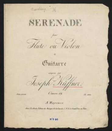 Serenade pour flute ou violon & guitarre, op. 49