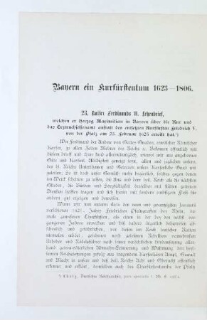 Bayern ein Kurfürstentum 1623 - 1806
