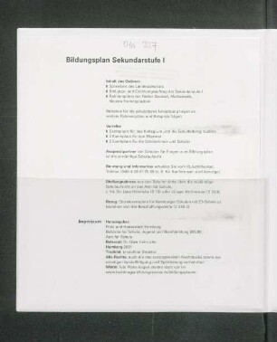 Bildungsplan Sekundarstufe I