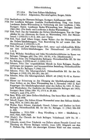 37.1.20.6 Die Linie Zollern-Schalksburg