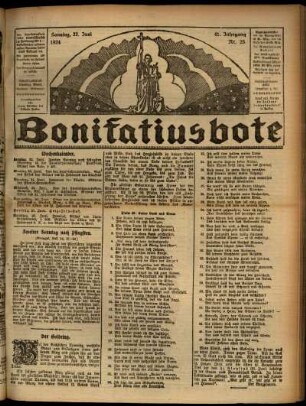 Erste Ausgabe vom Sonntag, den 22. Juni 1924.