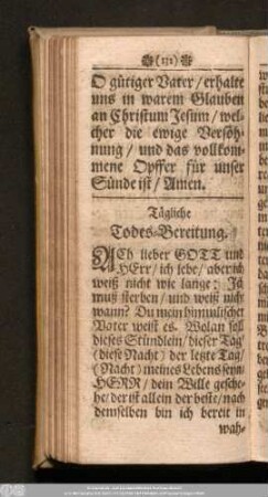 Tägliche Todes-Bereitung.