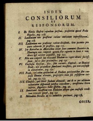 Index Consiliorum Et Responsorum.