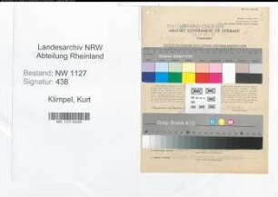 Entnazifizierung Kurt Klimpel , geb. 07.04.1893 (Buchhalter)
