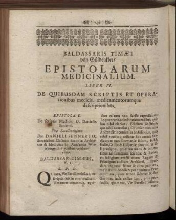 Liber VI. De Quibusdam Scriptis Et Operationibus medicis, medicamentorumque descriptionibus.