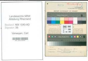 Entnazifizierung Carl Verweyen , geb. 30.03.1899 (Verwaltungsassistent)