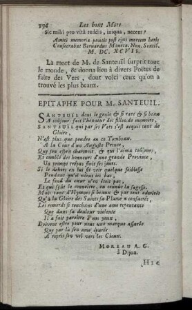 Epitaphe pour M. Santeuil.